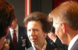 HRM Princess Anne during a reception in the Town Hall at Stanley
